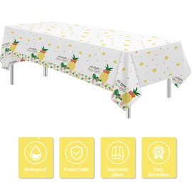 Xenorik Pineapple Party Tablecloth Decorations - Disposable Pineapple Birthday Party Supplies Table Cover, Summer Hawaiian Luau Theme Pineapple Decorations Table Cloth - 3 Pack (54in x 108in)