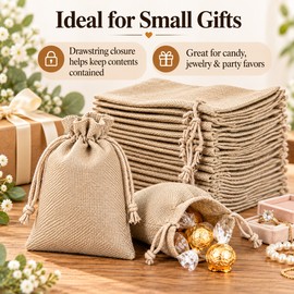 20-Piece Burlap Drawstring Gift Bags – 3.93 × 5.91 Inch Rustic Cotton Pouches for Wedding Favors, Candy, Jewelry & DIY Crafts
