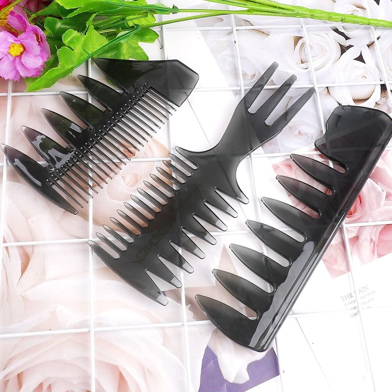 Professional Hair Styling Comb Set, Black, Wide Tooth Detangling Combs,