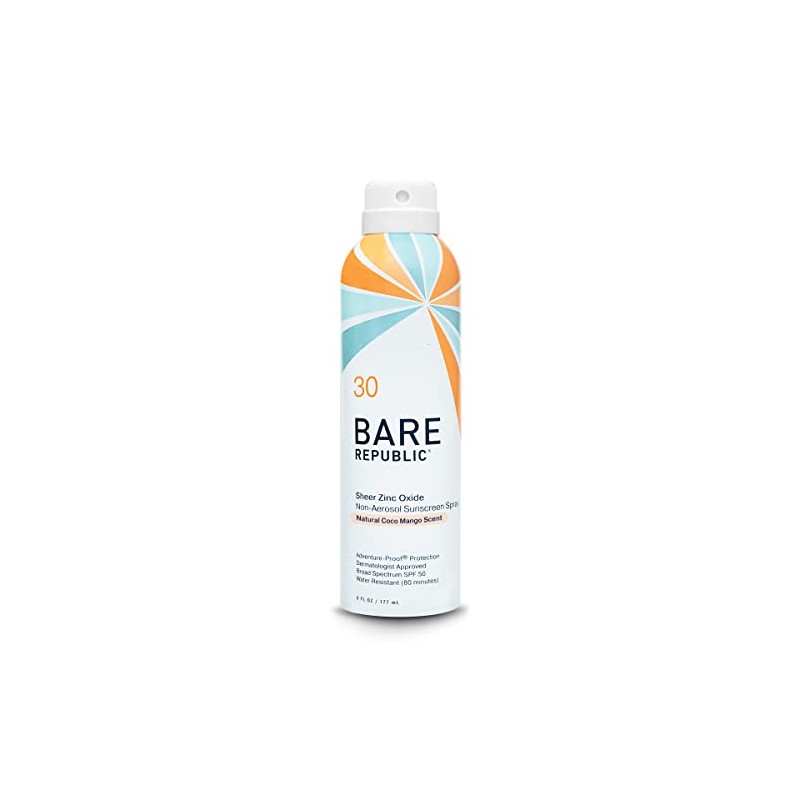 Bare Republic Mineral Sunscreen SPF 30 Sunblock Spray, Sheer and