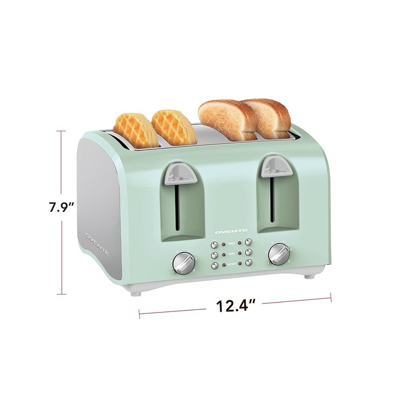 OVENTE Electric 4-Slice Toaster Machine with 6-Shade Selector Setting, Cancel