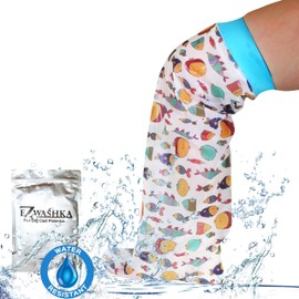 EZWashka Kids Cast Covers for Shower Leg – Waterproof Cast Cover for Foot & Ankle for Toddlers and Little Kids - Leg Cover for Showering After Surgery - Cute Design with Fishes