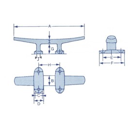 Stainless Steel Boat Cleat Open Base 100MM (4 Inch 4 Hole Docking Low Flat Marine Boat Deck)