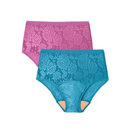 Comfort Choice Women's Plus Size Lace Incontinence Brief 2-Pack - 14, Midtone Pack