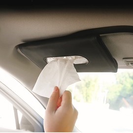 YVPSI Car Tissue Holder Sun Visor Napkin Holder with Tissue Refill Car Mask Holder PU Leather Tissue Box Tissue Box Holder Hanging Tissue Holder Mask Dispenser for Car (Black)