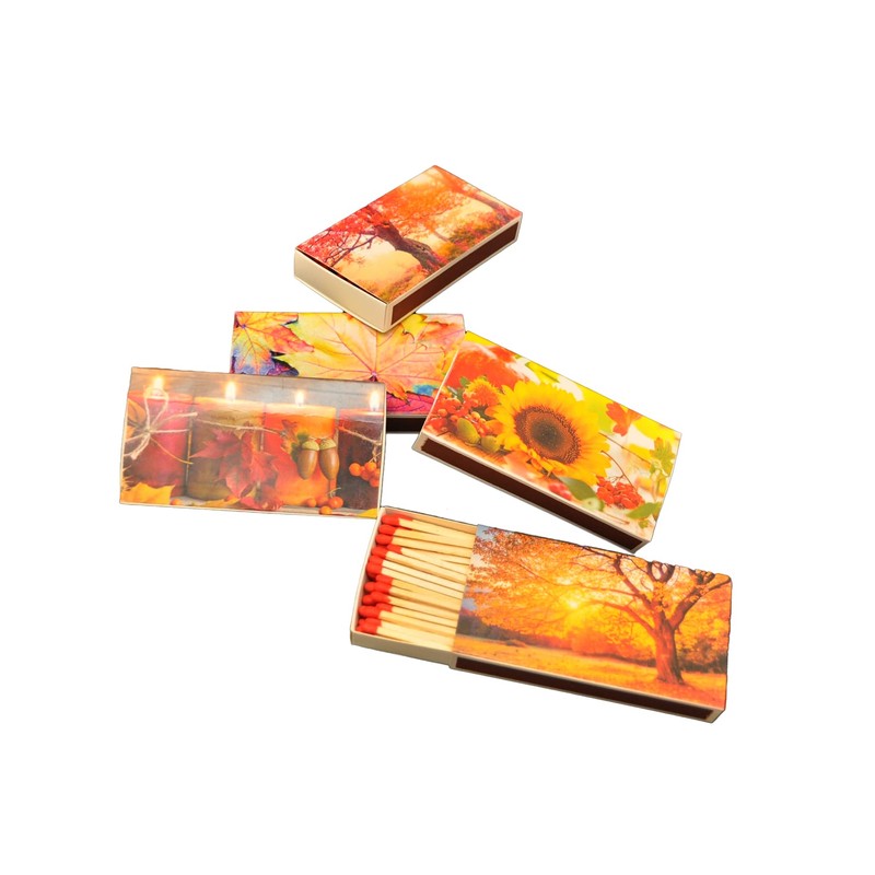 jameitop® XL Matches, 450 Pieces, Autumn Landscape Flowers Motifs, 10