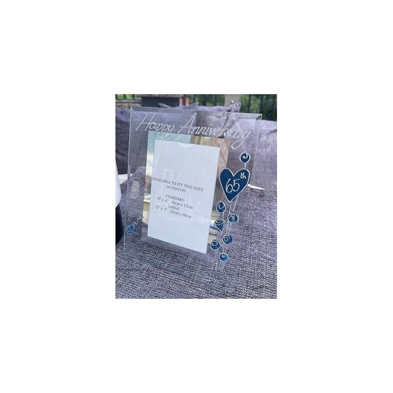 65th Wedding (Blue Sapphire) Anniversary Photo Frame (P) (4x6) Flower