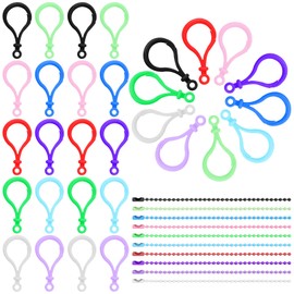 Swpeet 160pcs 10 Farben Kunststoff Hummer Klaue Verschlüsse mit 10 Farben Kugelketten Sortiment Kit, Hummer Klaue Schlüsselanhänger Clips Klaue Snap Clip Haken für DIY Handwerk Schlüsselanhänger