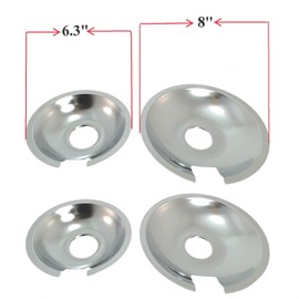 KITCHEN BASICS 101 Made in the USA 715877 and 715878 Replacement Range Cooktop Drip Pans for Jenn Air - Includes 2 6-Inch and 2 8-Inch Pans, 4 Pack