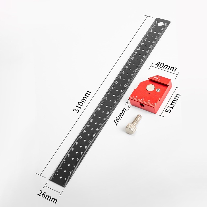 Ylinwtech Marking Gauge 0-300 mm, Scribing Tool, Carpenter's Square, Stop