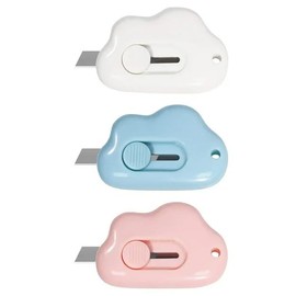 3Pcs Multicolor Cute Box Opener Cutter, Mini Utility Knife for Letter Small Box Opening Paper Cutting Cloud Shaped Package Opener Cutter for Home and Office Use,Cutting and Measuring Devices