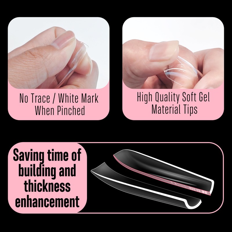 NOVO OVO Sculpted XXL Square Nail Tip for Curved Nails,