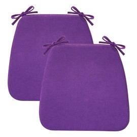 Nobildonna Chair Cushions for Dining,Kitchen,Office, 2'' Thick High-Density Foam Seat Pads with Gel-Infused, Non-Slip, Removable Washable Cover with Ties, Chair Pads,17" x 16",Purple,Set of 2