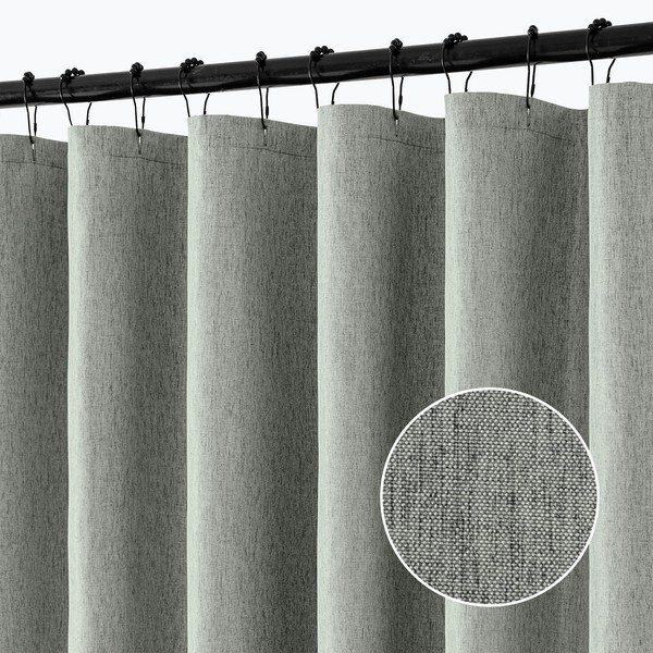 ANRODUO Gray Linen Textured Fabric Shower Curtain Set - 72"x84"
