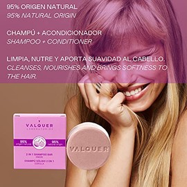 Valquer Shampoo Sólido 2 en 1 cebolla (shampoo y acondicionador). Para todo tipo de cabello. 95% ingredientes naturales. Vegano. Shampoo ecológico - 7