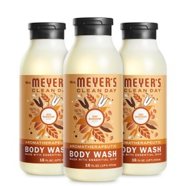 MRS. MEYER'S CLEAN DAY Moisturizing Body Wash for Women and Men, Biodegradable Shower Gel Formula Made with Essential Oils, Oat Blossom, 16 oz Bottle, Pack of 3