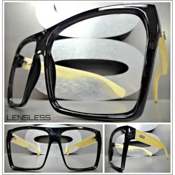 SPEXX Eyewear Oversized Retro Style Large Square Black Lensless Eye