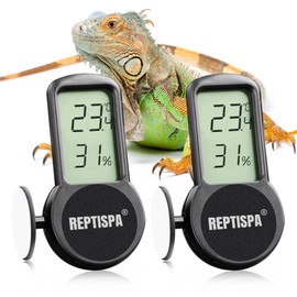 REPTISPA Reptile Thermometer Hygrometer, Pack of 2 Digital Thermometer Humidity Meter for Reptile Terrarium, Temperature Gauge Humidity Gauge with Digital LCD Display for Bearded Dragon Tank