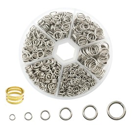 1010pcs Open Jump Rings for Jewelry Making,Metal O Ring Plated Connectors 4mm 5mm 6mm 8mm 10mm 12mm with Jump Ring Opener,DIY Making Jewelry Supplies for Earring Bracelet Making Repairing