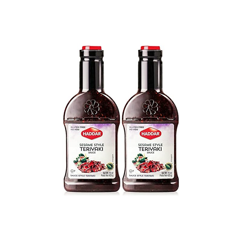 Haddar Sesame Style Sweet Teriyaki Sauce Marinade, 15oz (2 Pack)