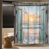 Ocean Beach Teal Barn Door Shower Curtain Hawaiian Sunset Scenery