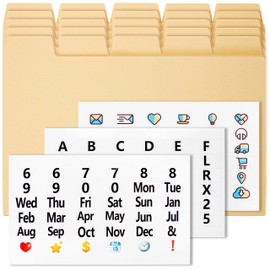 OFFILICIOUS 25 Manila Index Card Dividers 4x6 - Index Card Organizer Dividers with Tabs & 108 Stickers for Index Cards 4x6 - Recipe Card Dividers, Note Card Organizer, Monthly Dividers, Card Stock