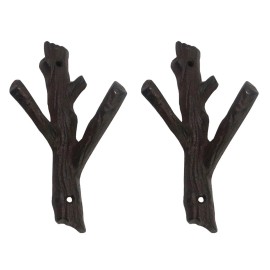 Ogrmar 2 Pcs Decorative Branch Cast Iron Wall Hooks/Hanger/H