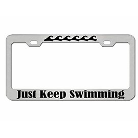 Just Keep Swimming Beach Style License Plate Frame Car Tag Holder Cover Car Accessories