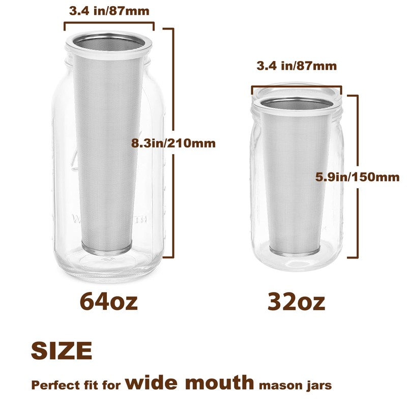 Cold Brew Coffee Filter for 32 OZ Wide Mouth Mason