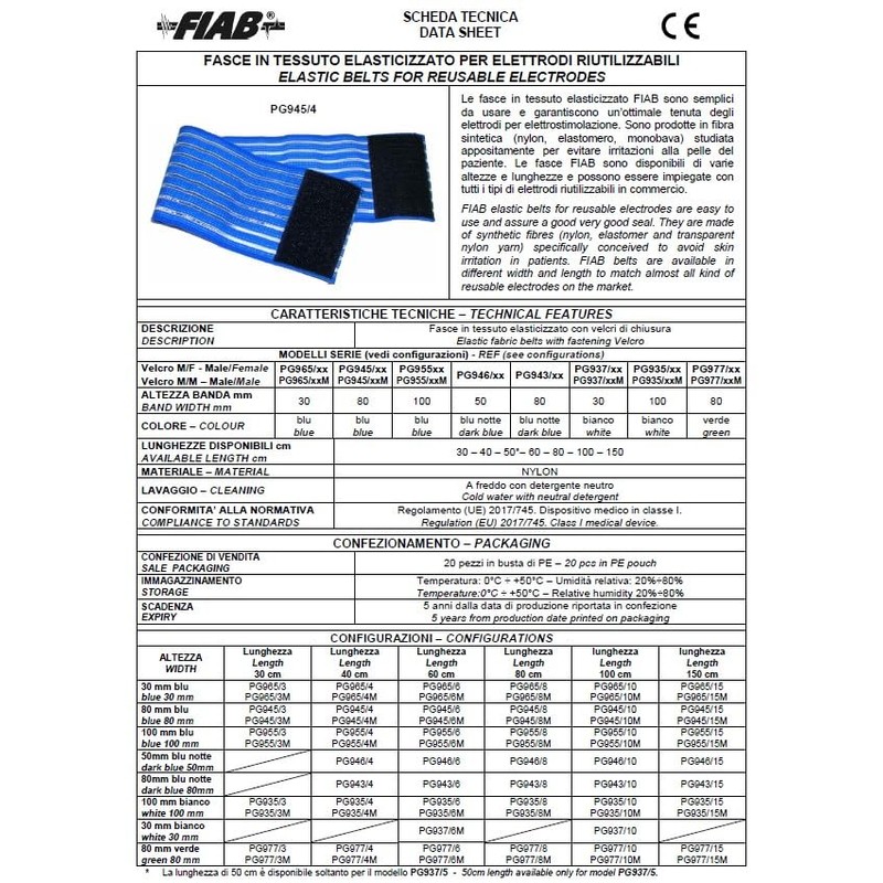 2 fasce elastiche blu universali regolazione a strappo lunghezza 60Cm