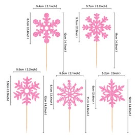 Ercadio - 25 piezas de adornos de copos de nieve con purpurina para cupcakes, copos de nieve, copos de nieve, decoraciones para tartas de bebé o baby shower, revelación de género, tema de invierno, Navidad, fiesta, decoración de pasteles