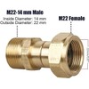 M22 x 14mm Brass Pressure Washer Swivel Joint Anti Twist