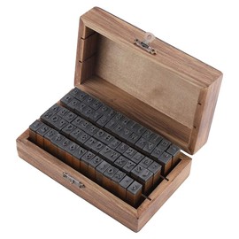 Alphabet Stamps, Interchangeable Letter Stamp 70 Pcs Rubber Stamps with Vintage Wooden Alphabet Letters Small Wooden Box