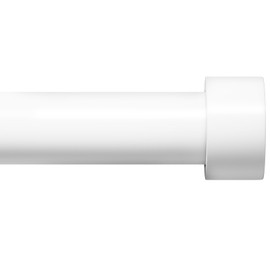 Zeerobee Curtain Rods for Windows 66 to 120, 1 Inch White Curtain Rod Set, Heavy Duty Drapery Rods with Adjustable Curtain Rods, Outdoor Modern Curtain Rod with Simple End Caps, 32"-120", White