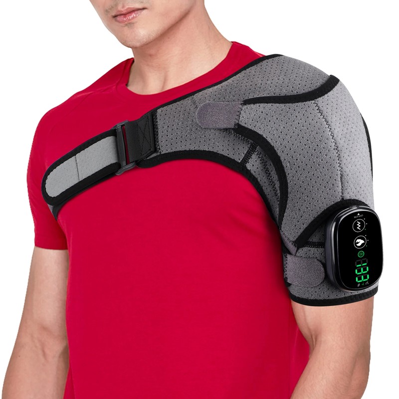 Cordless Heated Shoulder Brace with Vibration Massage – 3-Level Electric