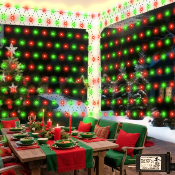 300LED Christmas Net Lights, 14.8ft x 5ft Mesh Lights Outdoor