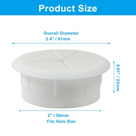 LifCratms 2pcs 2 Inch (50mm) Desk Grommet White, Cable Hole Grommet, Flexible Wire Cord Hole Cover for Desk, Table, Wire Pass Through