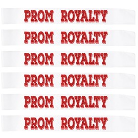 6 Pcs Prom Royalty Sashes with Red Glitter, White Prom Royalty Sash for Prom King and Queen Sashes Cosplay Pageants Prom Party Dance Graduation Party Favors
