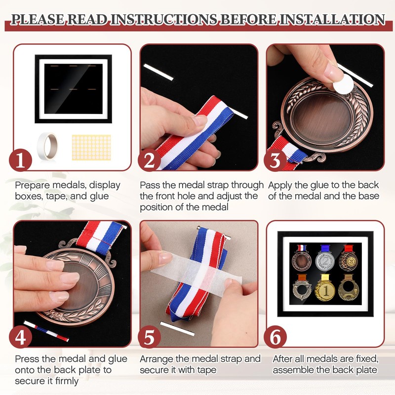 Silipull 6 Medals Display Case 13 x 11.81 Inch Medal