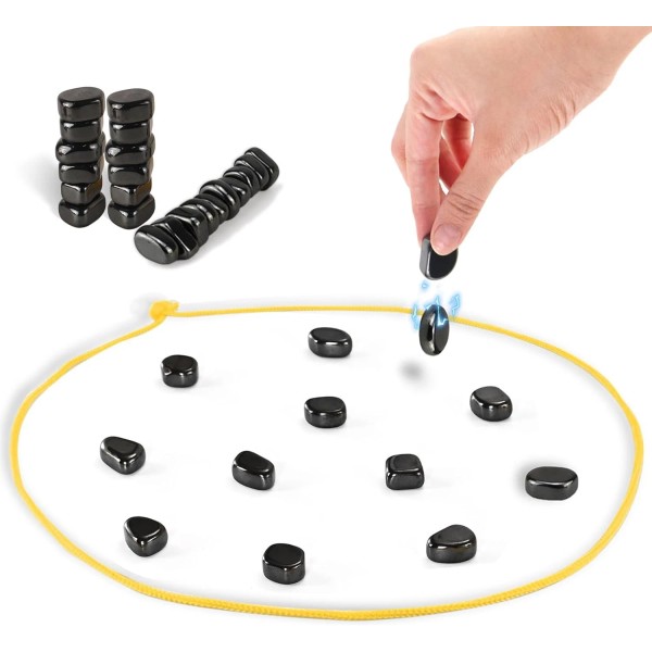 Lartoys Magnetic Chess Game with 24 Stones & Rope, Portable