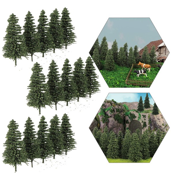 S0805 50PCS Dark Green Pine Model Cedar Trees 2.05inch (52mm)