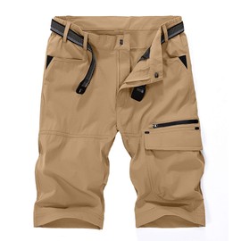 donhobo Men's Outdoor Quick Dry Cargo Shorts Breathable Climbing Safari Shorts Multi-Pockets Pants Khaki 36