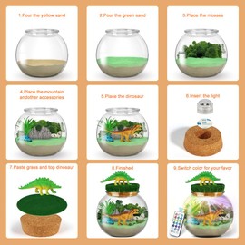 KBIBCK Dinosaur Toy from 3-12 Years Boys, Dinosaur Terrarium Set for Children, Make Your Own Dinosaur Night Light, Dinosaur Gifts Dino Craft Set