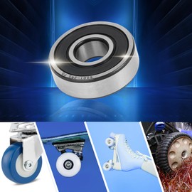 A ABSOPRO Ball Bearing 6201-rs Deep Groove Ball Bearing P5 12 x 32 x 10 mm Lubricated Bearings Rubber Seal Black Silver Tone Scooter Skateboard Wheel