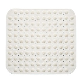 Shower mat, 48 x 48 cm Non Slip Square Bath Mat, Shower Mat Anti Slip, Non Slip mat With Suction Cups, Suction Cups Machine Washable Square, for Sauna, Shower Room, Drain Holes, White