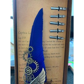 moonwood Fountain Pen Feather Pen Feather Ink Nib Feather Pen Set (Blue)