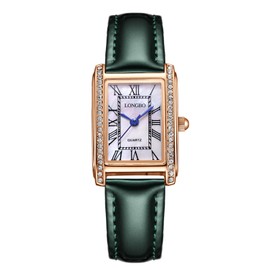 devaco Vintage Roman Iridescent Mother-of-Pearl Women's Watch, Mini Square Design Vintage Watches for Women, Compact and Exquisite Womens Watch, Leather Strap Quartz Women's Watch