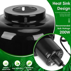 Eckpo 2 Pack Reptile Dome Lamp Cover Light Shade, 8.5 Inch Deep Reptile Dome Light Fixture, Aluminum for Reptile Terrarium with Ceramic Socket and Individual Switch (Bulbs not Included)