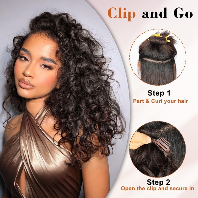 Bouncy Curly Hair Extensions, 4PCS Synthetic Clip in Hair Extensions