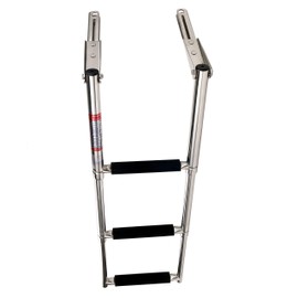 Amarine Made Heavy Duty 3 Steps Boat Marine Telescoping Stainless Steel Sport Marine Ladder with Slide Mount - 7334s